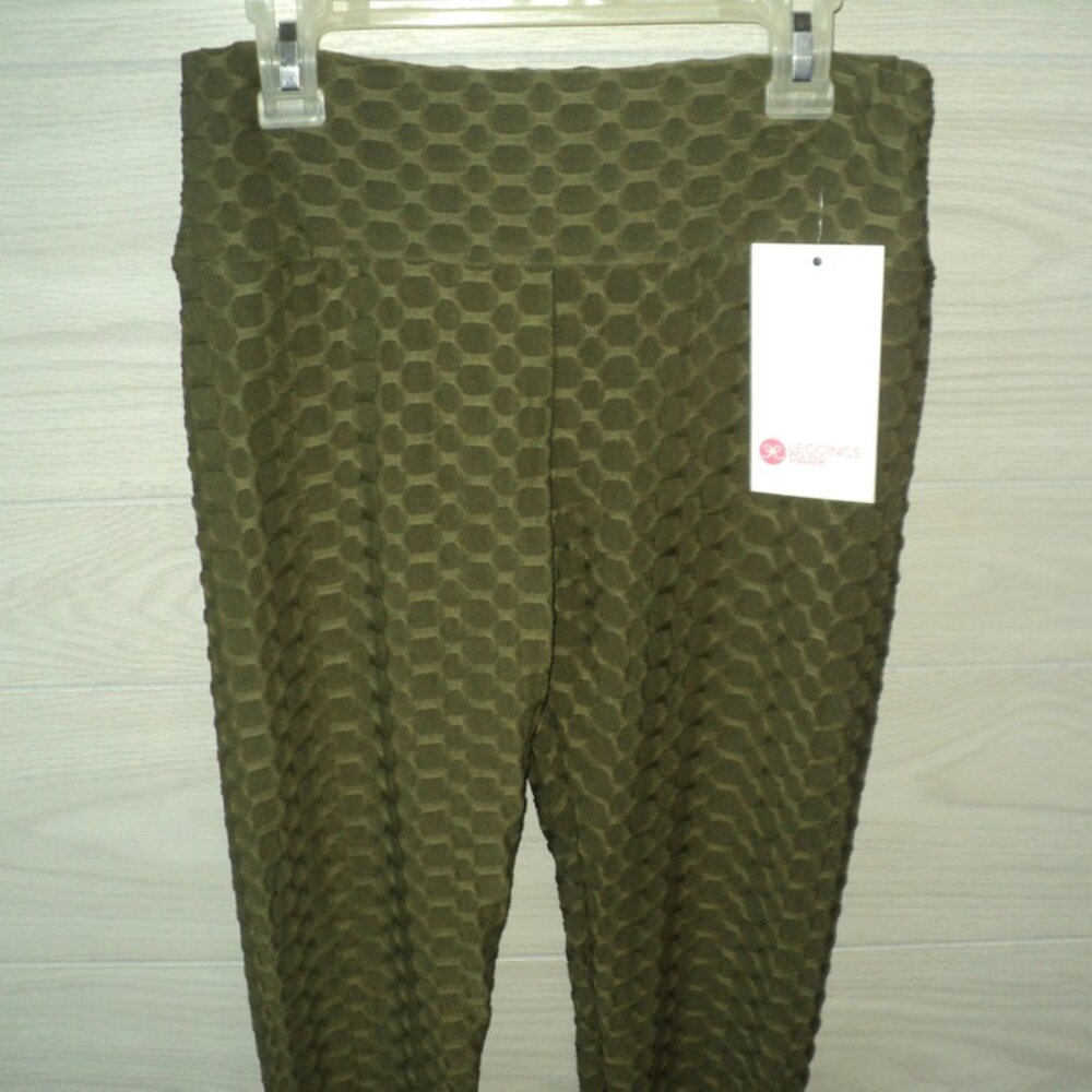 Leggings Park Green Puckered Women's Medium Leggings NEW w/ Tag Pants Stretchy